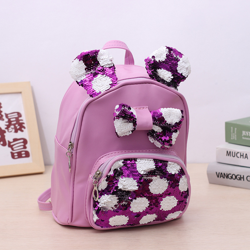 Children's sequin backpack cartoon cute bunny ears kindergarten backpack