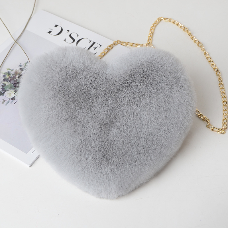 2021 Fashion Girls Love shape Crossbody  Shoulder Bag Pink Heart  shaped bag Gift Women handbags  Faux Fur Handbags like a heart