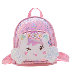 Kids Cartoon School Bags Custom Children's Bookbags sequin Fashion for Teen Girl PU Cat Backpack