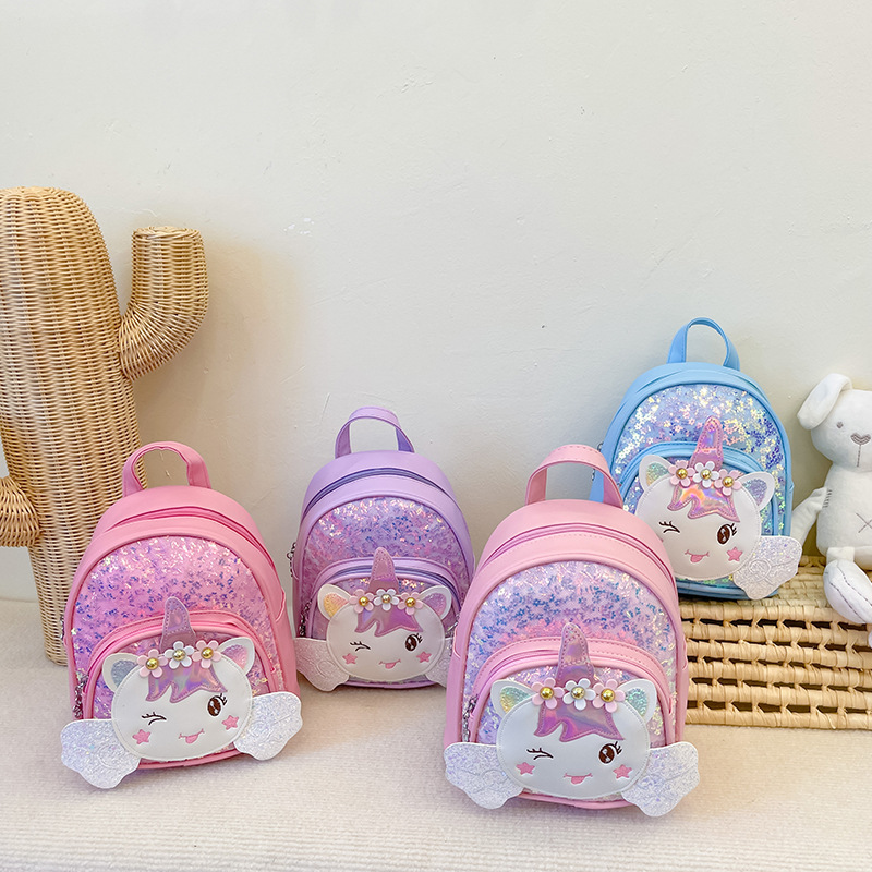 Kids Cartoon School Bags Custom Children's Bookbags sequin Fashion for Teen Girl PU Cat Backpack