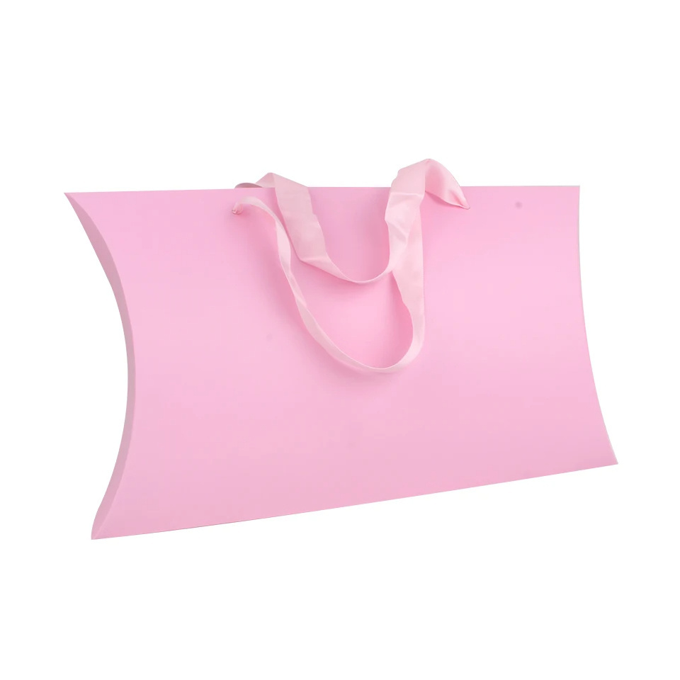 KM customized logo printing luxury ribbon handle paper bags boxes for hair extension packaging