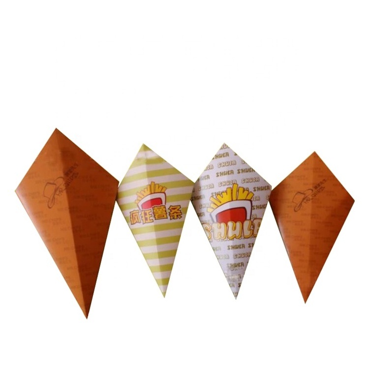 Cone shape french fries box with sauce