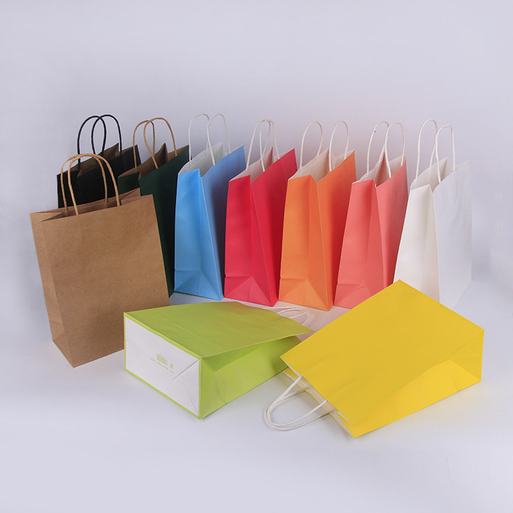 Wholesale Custom luxury craft gift brown white packaging bolsa de papel printed shopping bag kraft paper bags with your own logo