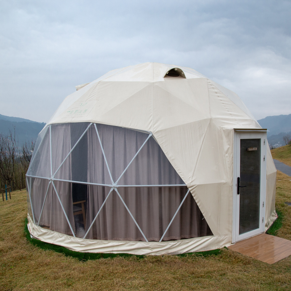 Luxury geodesic dome tent outdoor house glamping dome tent wholesale dome tent with bathroom