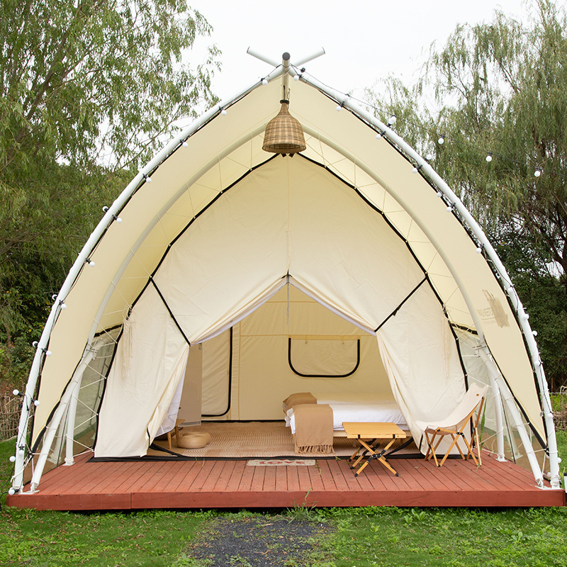 Outdoor high quality in stock waterproof lightweight large outdoor  glamping safari canvas tent