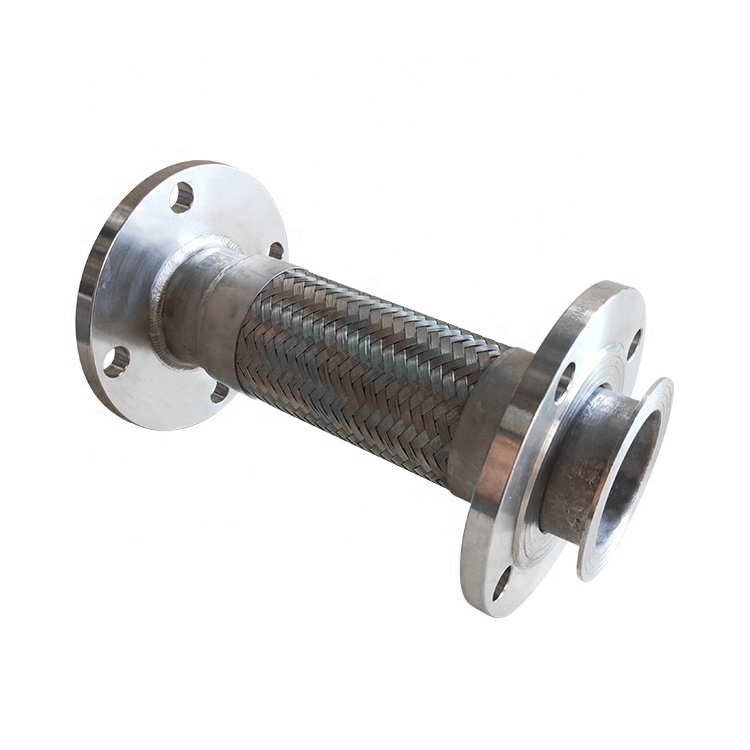 Pipe connection ss304 wire mesh stainless steel flexible bellow metal flange braided hose