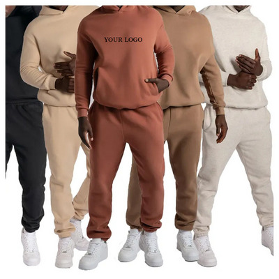 L230718 Custom Tracksuit for Men Fleece Oversized Hoodie Cotton Hood Sweatsuit Men's Jogging Sweat Suits Two pieces Pants Set