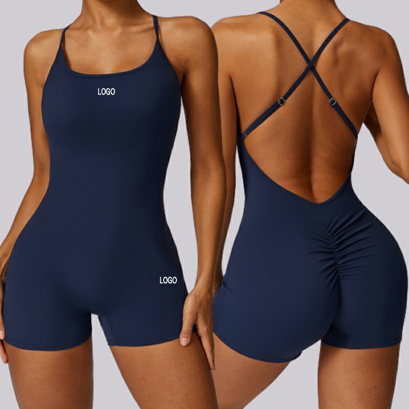 TCLT8605 Wholesale Fitness Sports Gym Workout Backless Tight Set Leggings Sexy One Piece Custom Yoga Jumpsuit For Women