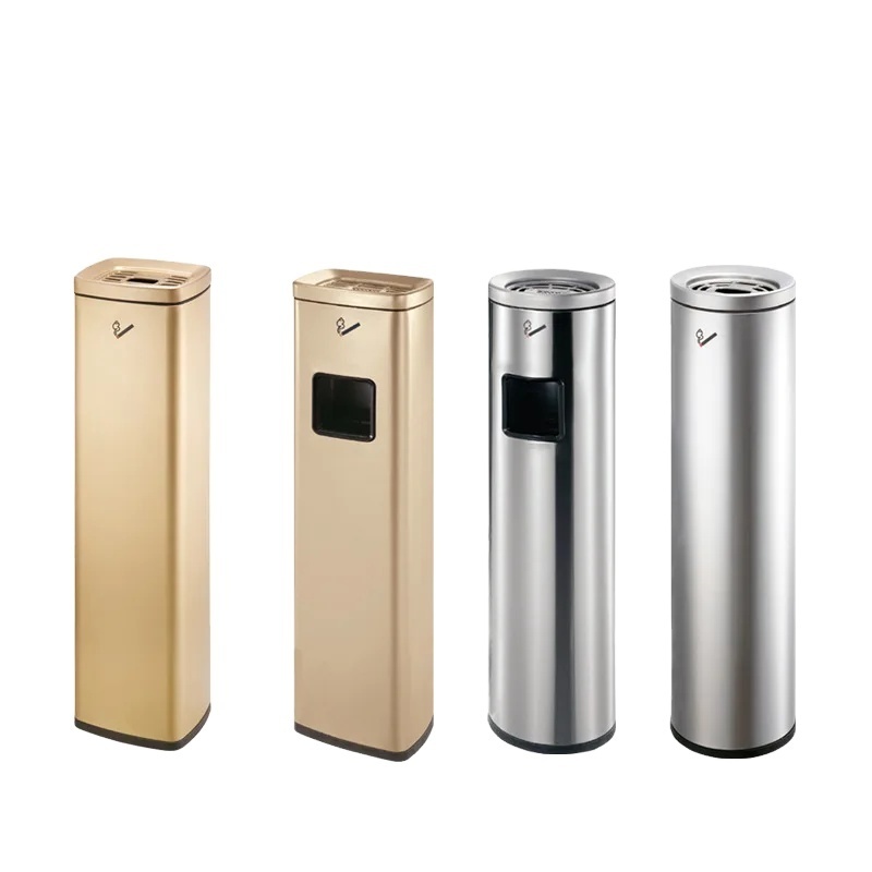 Wholesale 410 ashtray bins  no fingerprint  cigarette bin ash dust bin outdoor ashbin Stainless Steel Ashtray Stand