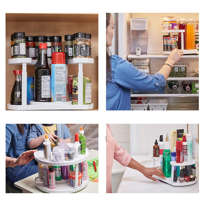 Spice Rack Organizer for Cabinet 2 Tier Lazy Susan Organizer Double ...
