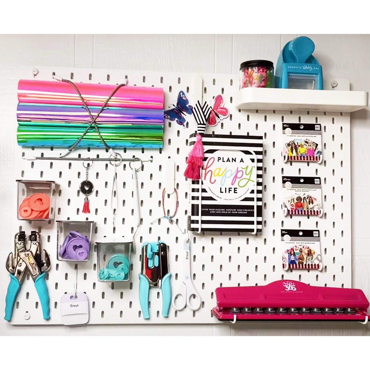 Goldmine  manufacture Pegboard Wall Mounted Plastic Pegboard Storage Pegboard Shelf for Living Room Kitchen