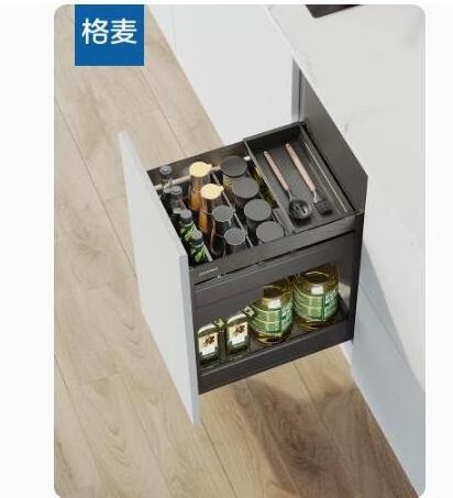 Goldmine  kitchen cabinet organizers spice storage baskets  2-tiers pullout spice drawers cabinet storage baskets