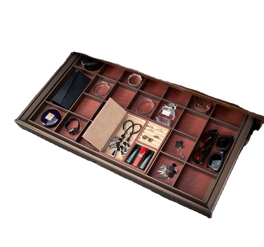 Hot selling wardrobe  Closet Jewelry Organizers pull out box baskets for jewelry leather wardrobe accessories