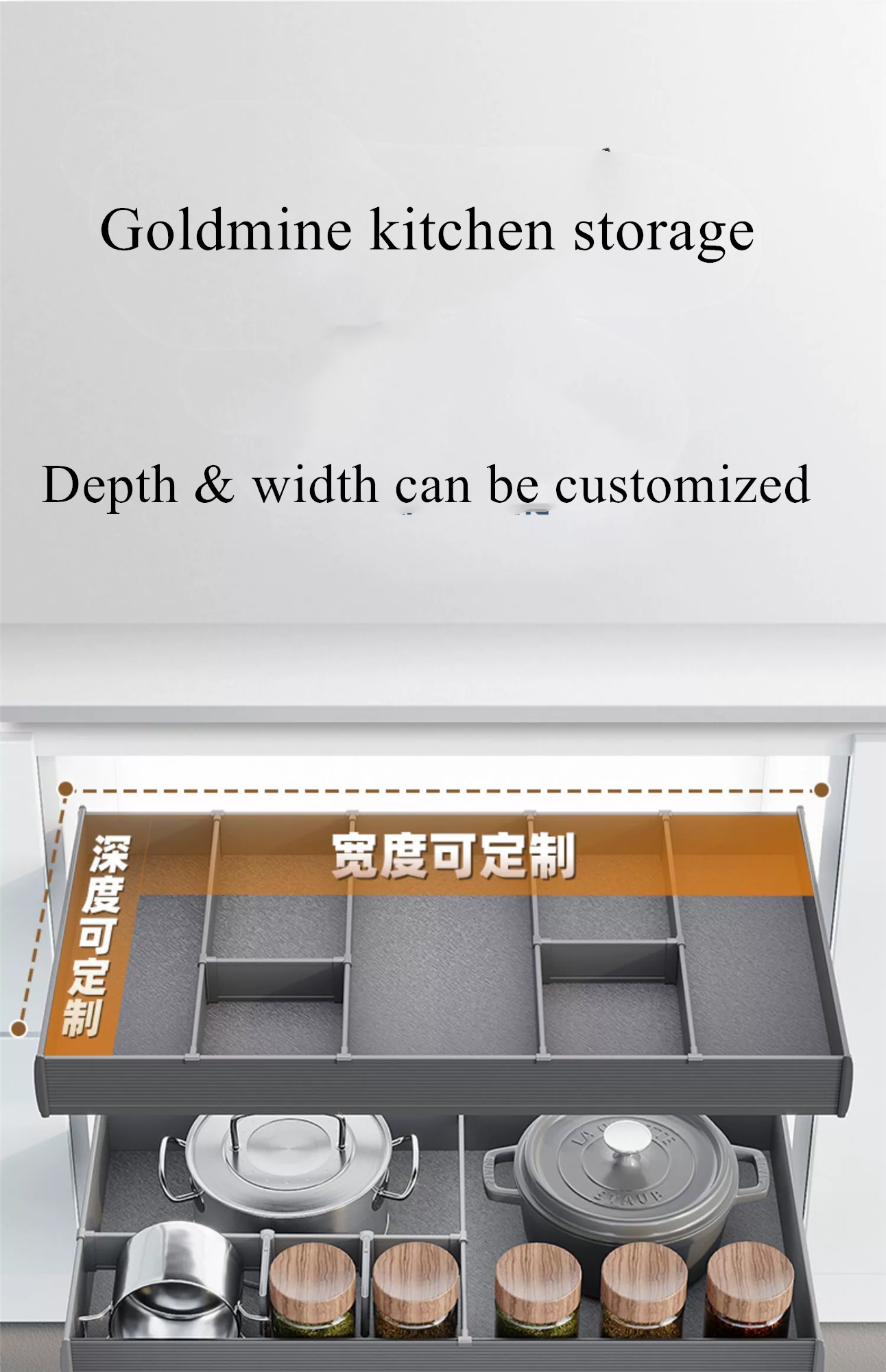 Goldmine aurora cabinet pullout organizers shallow slide out storage baskets tools pullout drawers with dividers