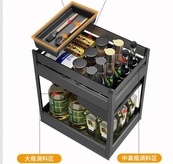 Goldmine  kitchen cabinet organizers spice storage baskets  2-tiers pullout spice drawers cabinet storage baskets