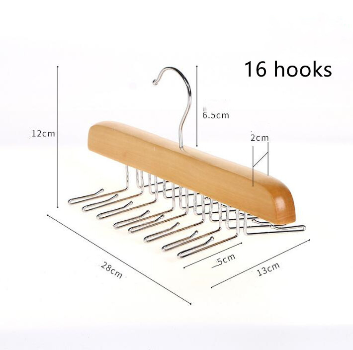 Hanging Tie Holder Organizer Rack Premium Wooden Tie Belt Scarf Hanger with Foldable Metal Hooks for Closet Space Saving