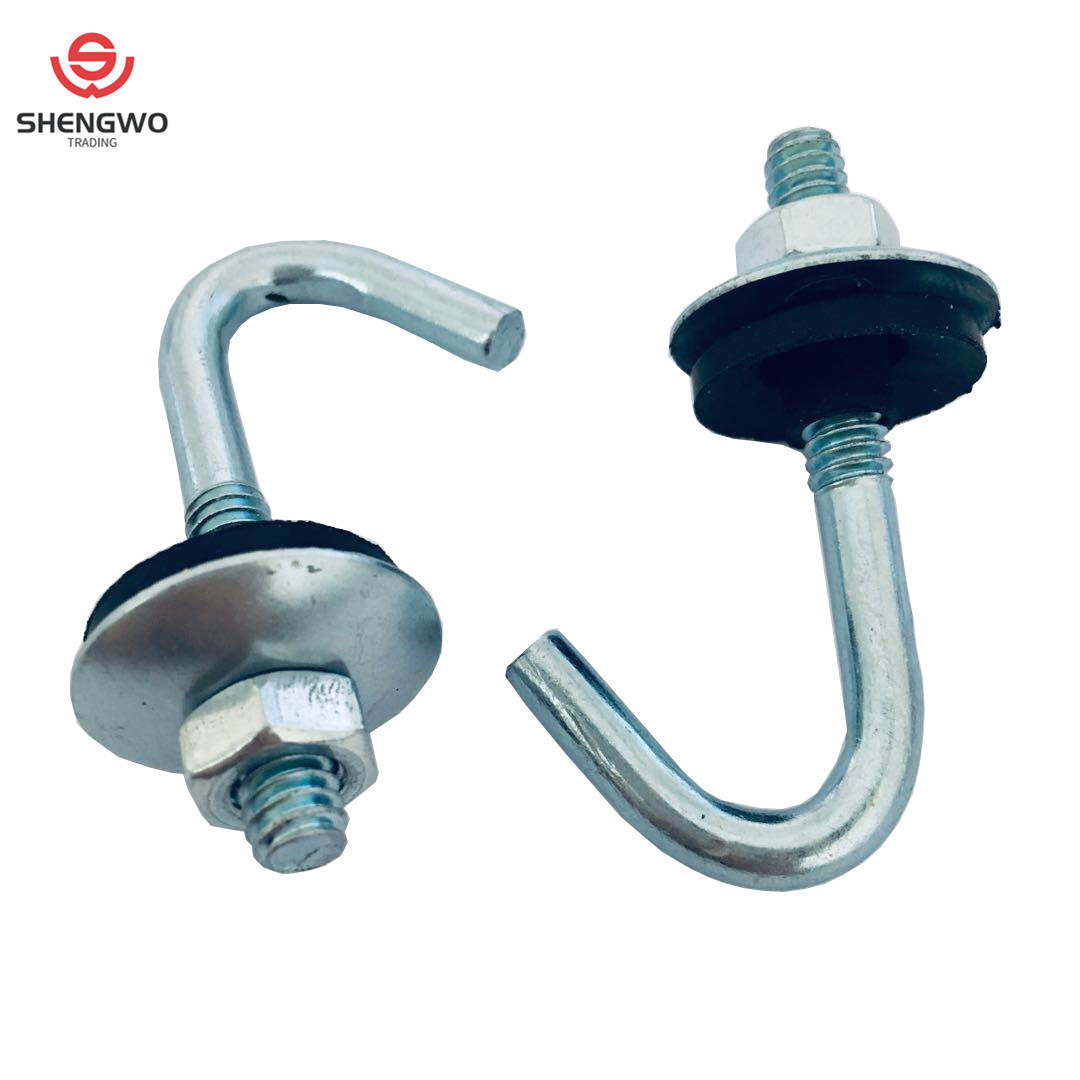 ZINC  J BOLT/U BOLT/ ROOFING BOLT   WITH HEX NUT