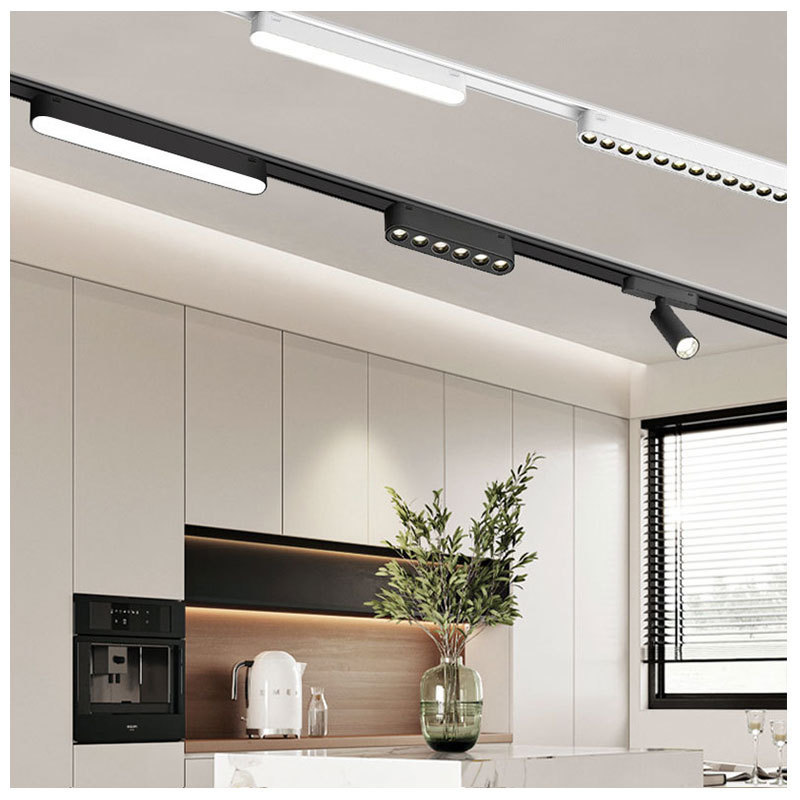 Top Fashion Slim ceiling spotlight Warm White adjustable CR90 aluminum smart 48v Magnetic Track rail Light system for Showroom