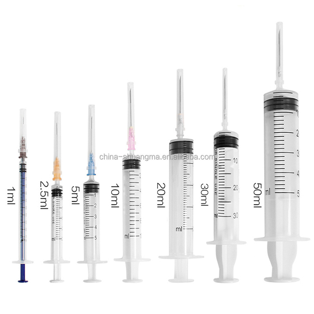 Chinese Supplier custom Size CE ISO OEM 1ml 2ml 3ml 5ml 10ml 20ml 50ml 60ml needle and syringe syringes disposable