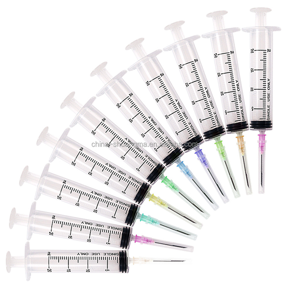 Chinese Supplier custom Size CE ISO OEM 1ml 2ml 3ml 5ml 10ml 20ml 50ml 60ml needle and syringe syringes disposable