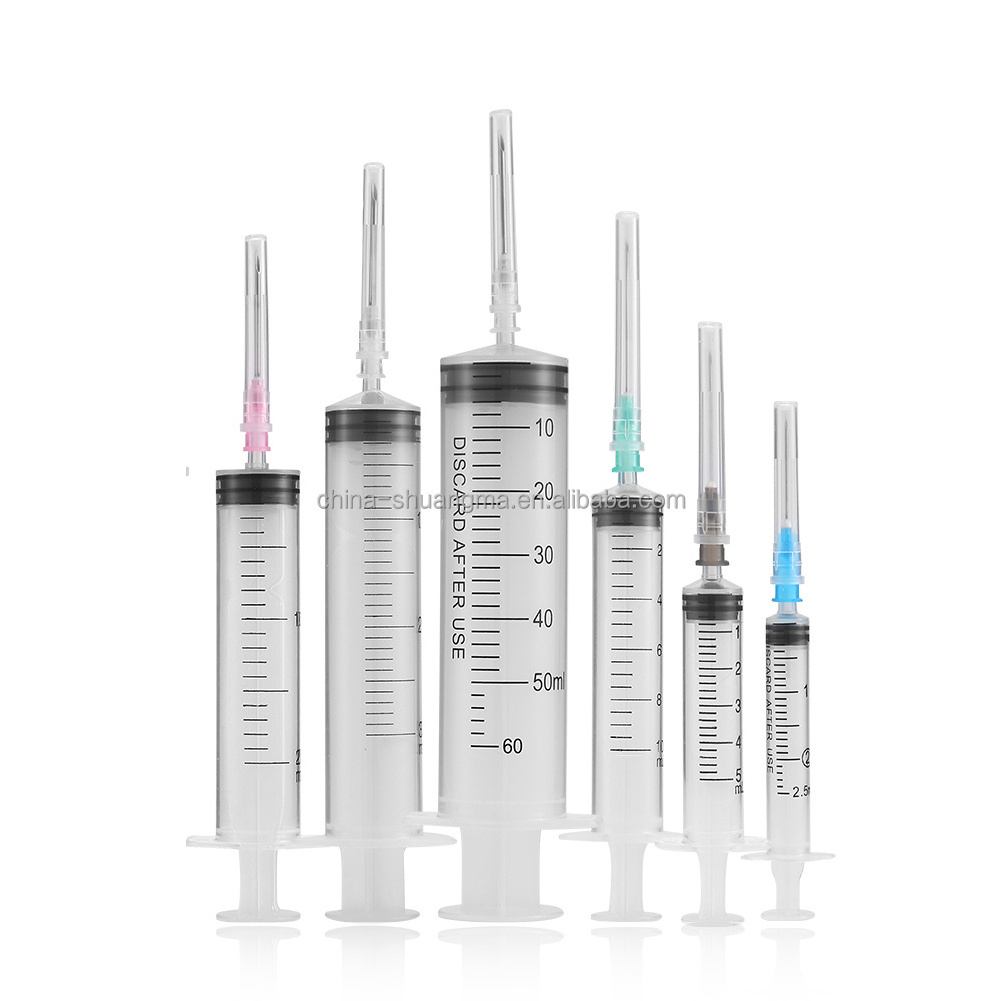 Chinese Supplier custom Size CE ISO OEM 1ml 2ml 3ml 5ml 10ml 20ml 50ml 60ml needle and syringe syringes disposable