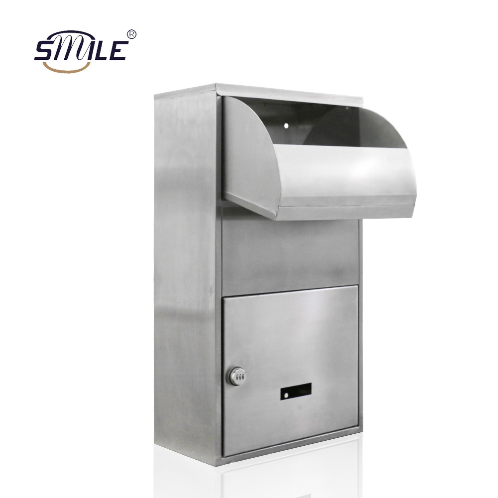 SMILE  Outdoor Mailbox Anti-theft Mailbox Parcel Drop Box Stainless Steel Mailbox