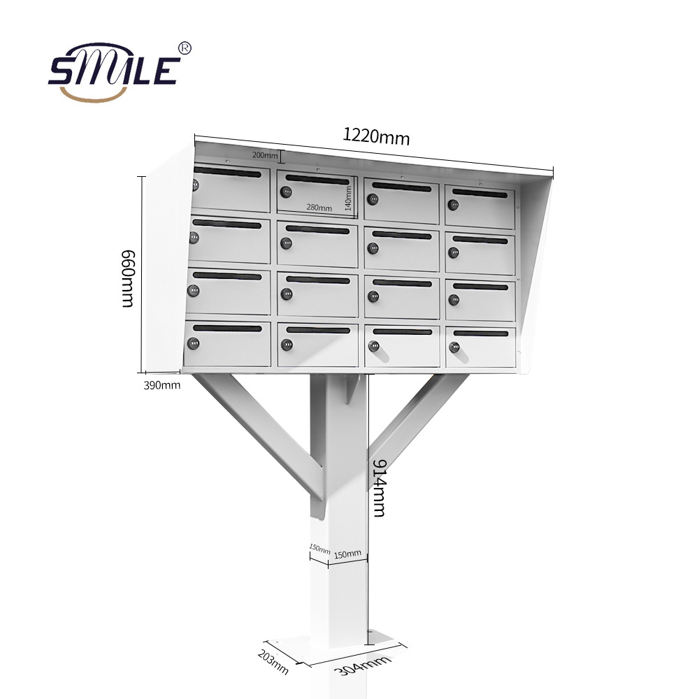 SMILE Customization Multi-door Mailboxes Stainless Steel Mailbox Metal Mailboxes Outdoor Modern for Apartment