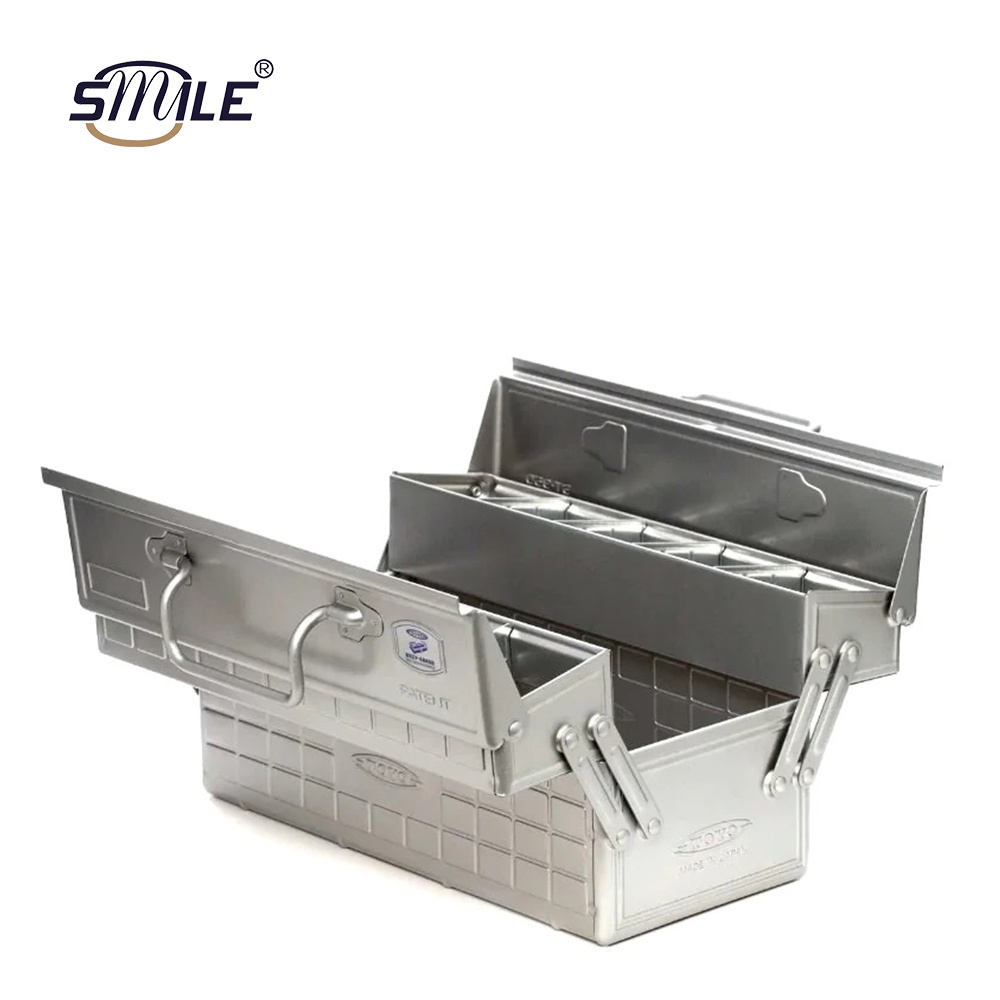 SMILE OEM Multi-Purpose Stainless Steel Tool Box Metal Toolbox with Portable Carrying Handles