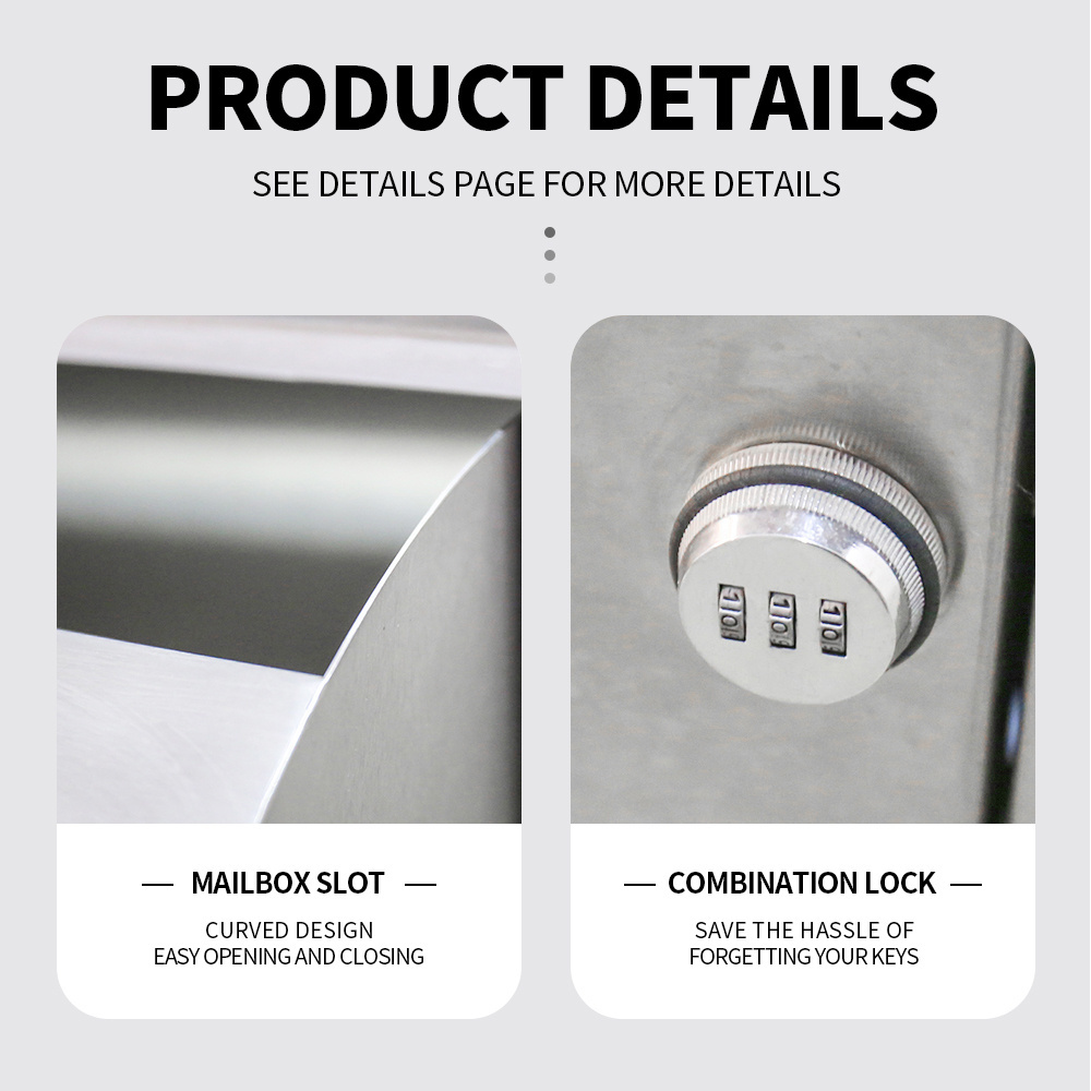 SMILE  Outdoor Mailbox Anti-theft Mailbox Parcel Drop Box Stainless Steel Mailbox