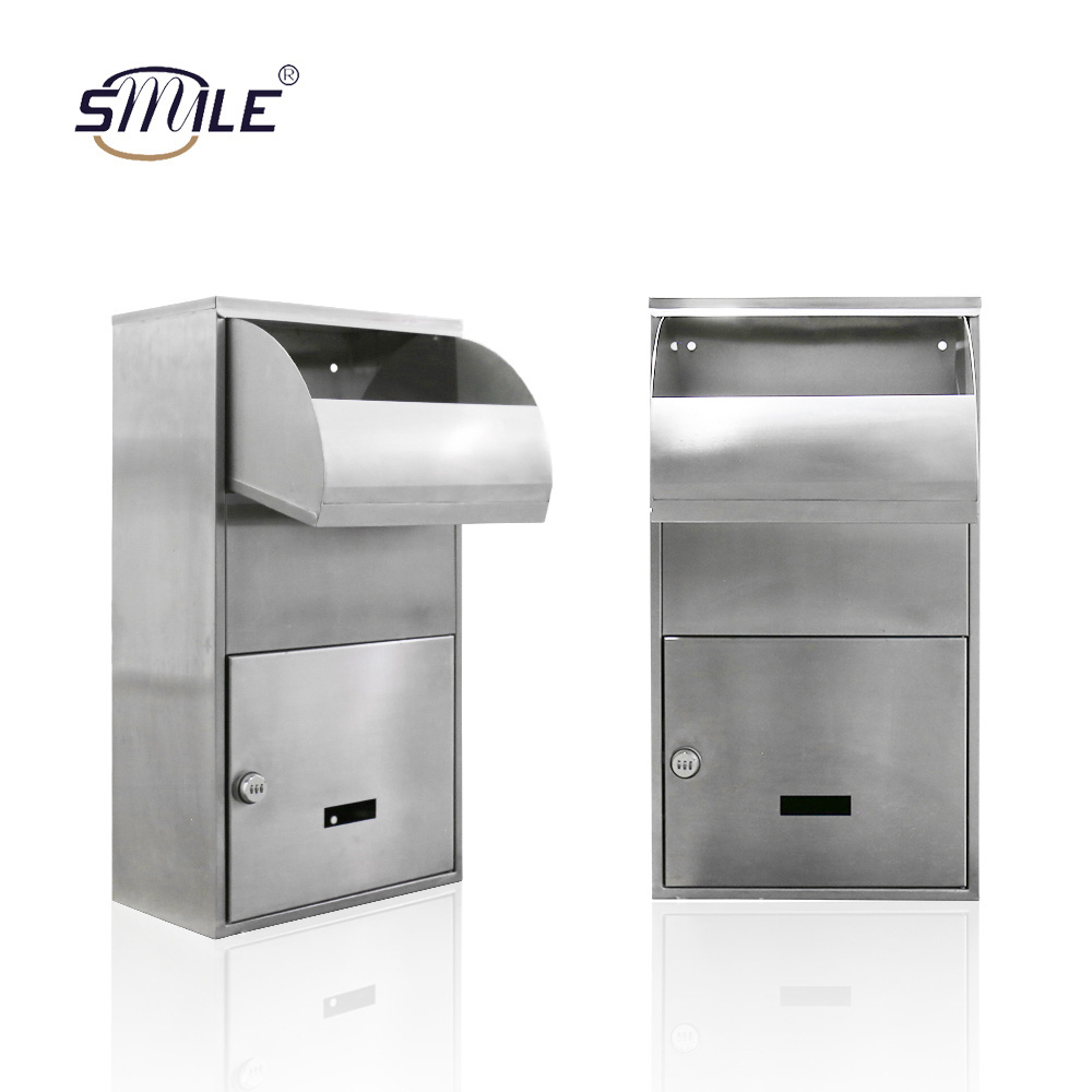 SMILE  Outdoor Mailbox Anti-theft Mailbox Parcel Drop Box Stainless Steel Mailbox