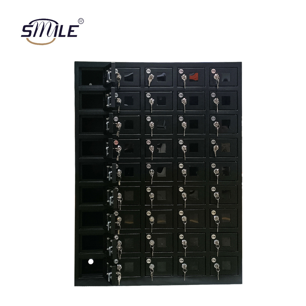 SMILETECH Mobile Phone Locker With lock 45 door Desktop/Wall Mounted Custom Doors Mobile Phone Storage  Charging Lockers