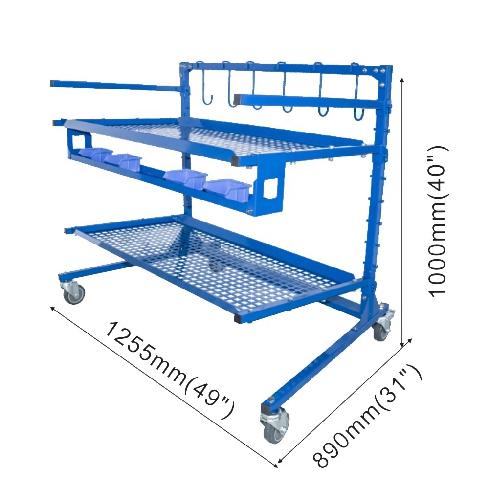 2-Shelf Shelves Auto Body Mobile Parts Management Carts with 6 