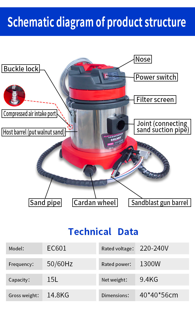 Factory EC601 Walnut Sand Powder Blasting Decarbonization 110V 220V Car Engine Carbon Clean Cleaning Cleaner Machine