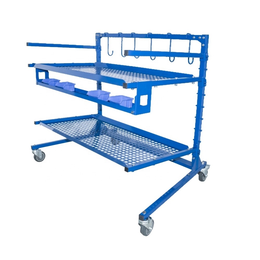 2-Shelf Shelves Auto Body Mobile Parts Management Carts with 6 