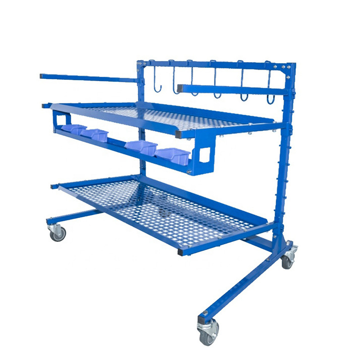 2-Shelf Shelves Auto Body Mobile Parts Management Carts with 6 