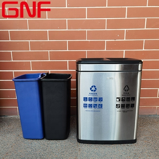 GNF Stainless Steel classified garbage can Kitchen 2 in 1 Recycle trash can Waste Bin Storage Garbage Bin