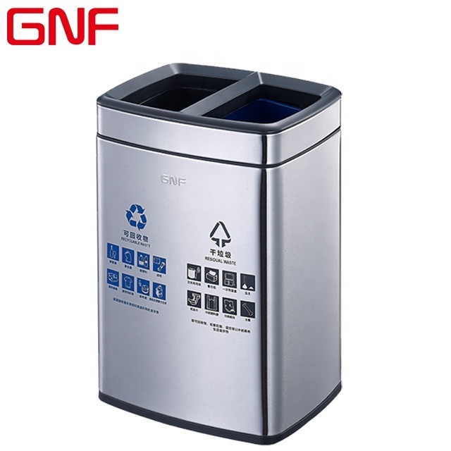 GNF Stainless Steel classified garbage can Kitchen 2 in 1 Recycle trash can Waste Bin Storage Garbage Bin