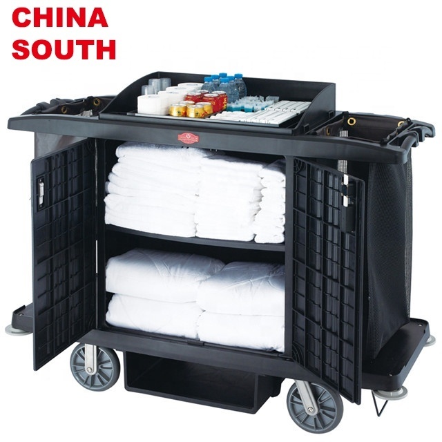 GNF High quality hotel plastic housekeeping maid cleaning service trolley cart