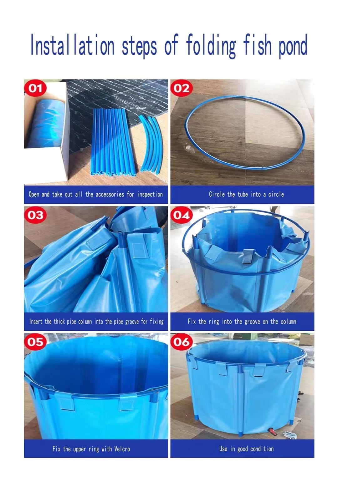 Wholesale Custom Pvc Tarpaulin Plastic Fish Ponds Outdoor Plastic Fish Pond Fish Tank Farming With Pvc Foldable