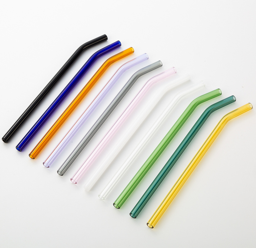 heat resistant different colored straight reusable drinking glass straws