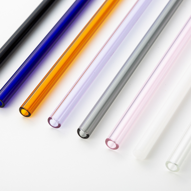 heat resistant different colored straight reusable drinking glass straws