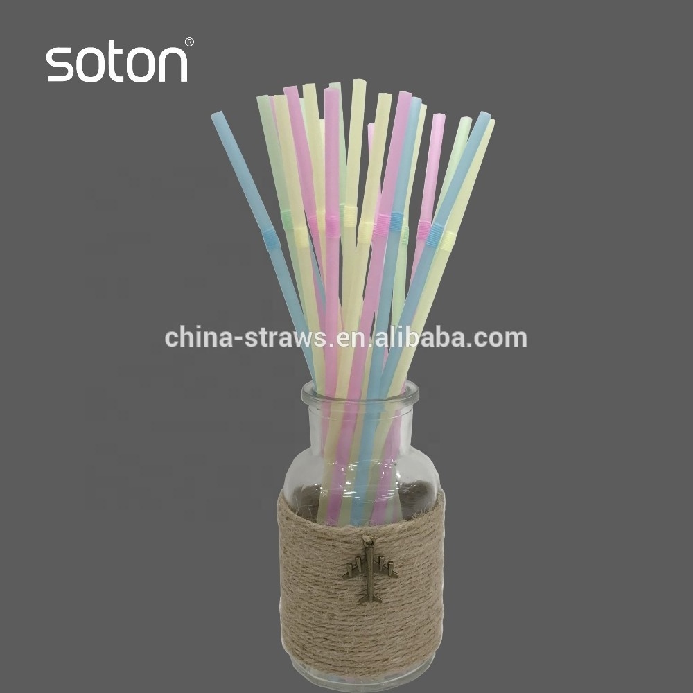 Colorful neon flexible disposable plastic drinking straws