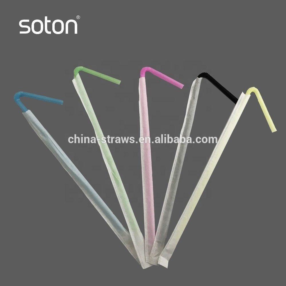 Colorful neon flexible disposable plastic drinking straws