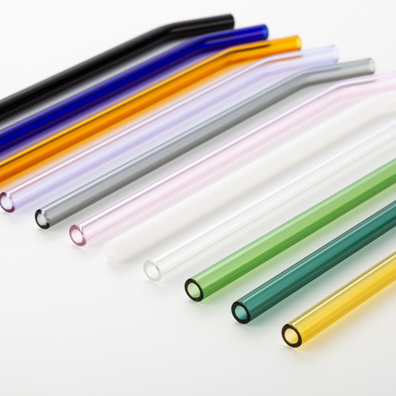 heat resistant different colored straight reusable drinking glass straws