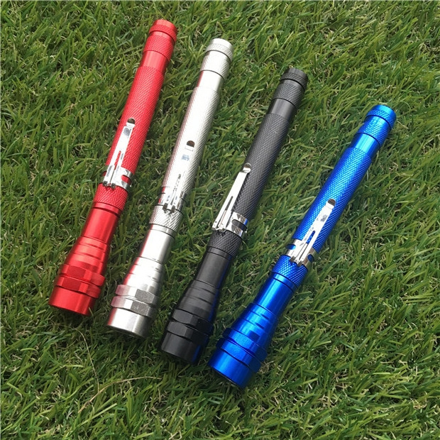 Battery Powered 4pcs LR44 Telescopic Flexible Extensible LED Flashlights Torch with Magnetic Head Pick Up Tool Flash Lamp