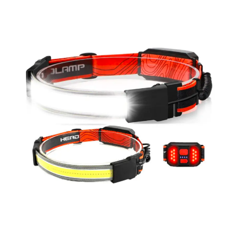 230 Wide Beam Adjustable Headband Waterproof Rechargeable Motion Sensor Led COB Head Lamp  Headlamp for Running Camping Hiking