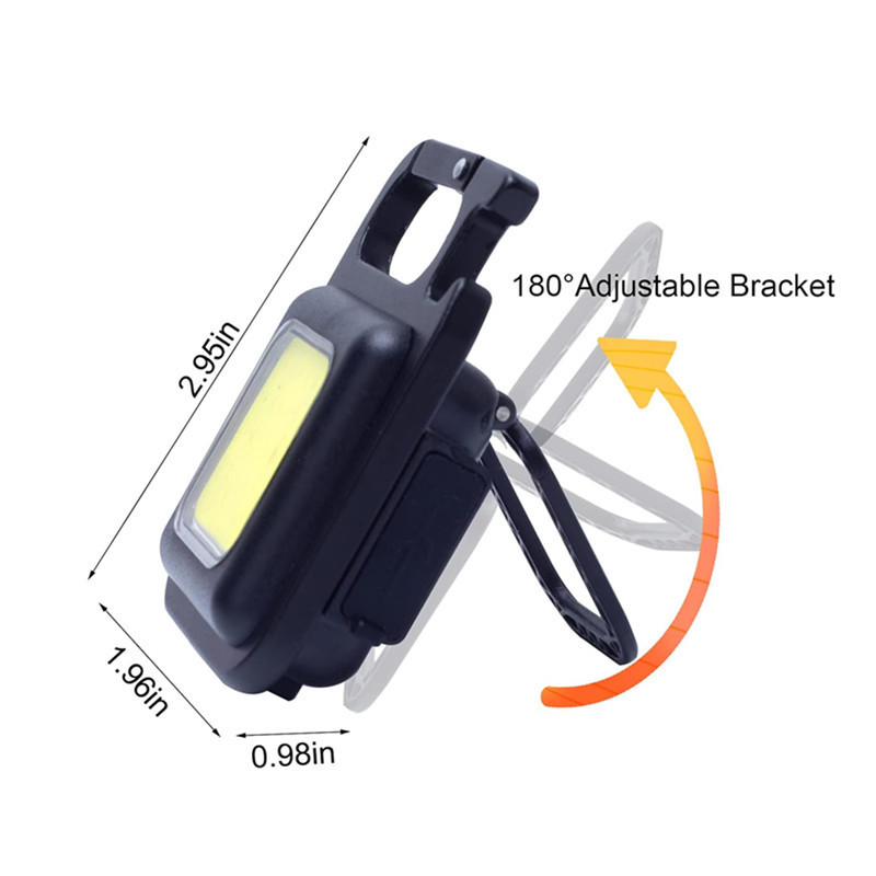 Multifunctional 3 Light Modes 500Mah Portable Rechargeable Mini LED COB Keychain Flashlights Work Light with Magnet Bracket