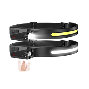 1200Mah 350lm USB Rechargeable COB LED Headlamp Headlight with Motion Sensor 230 Wide Beam for Hiking Running Repairing Fishing