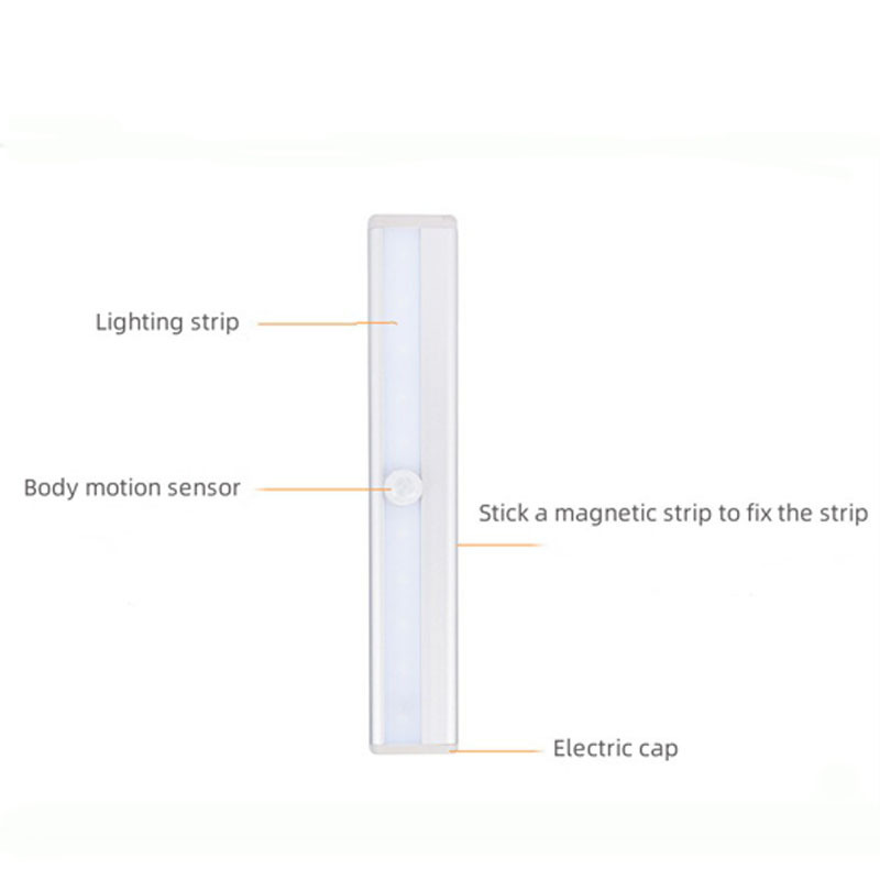 10 LED rechargeable Magnetic Operated Motion sensor Light Stick-On Anywhere for Cabinet Closet Bar  bathroom kitchen