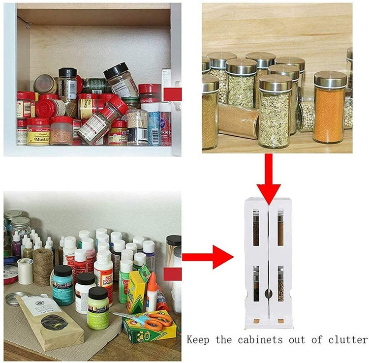 Factory Wholesale 2 Tier Spice Rack Multifunctional Rotating Cabinet Caddy Cupboard Organizer Spice Bottle Storage Shelf